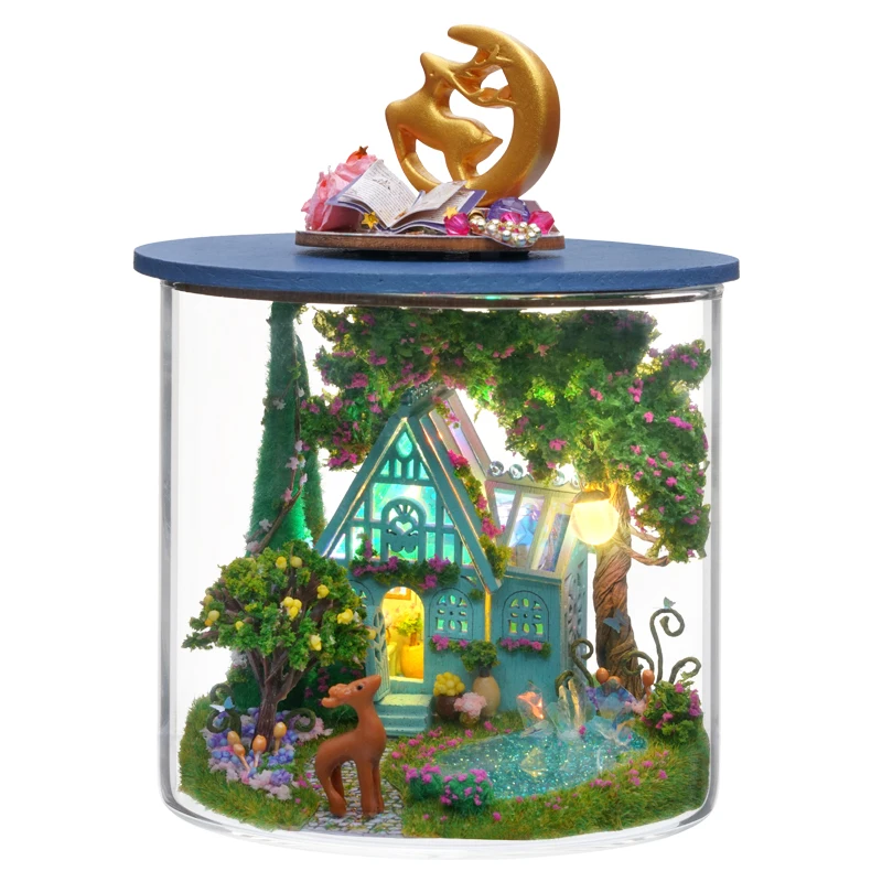 (b112) Mini caja esférica DIY para casa de muñecas Serie Botella de Ensueño Modelo 3D para ensamblar
