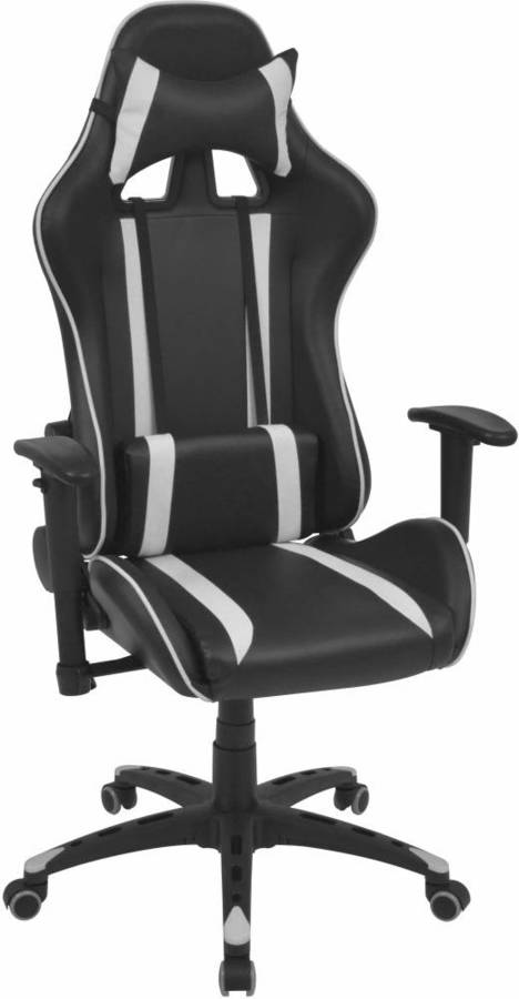 Silla De Escritorio racing reclinable cuero artificial blanca vidaxl gaming estilo corrida piel