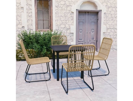 Conjunto 5 de comedor para jardín VIDAXL ratán sintético y vidrio