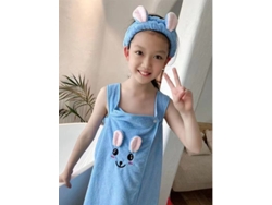 (azul Cielo S) Toalla De Baño Infantil Absorbente, Con Faldón Y Diadema, Tejido Mezcla Algodón-poliéster, Rectangular.