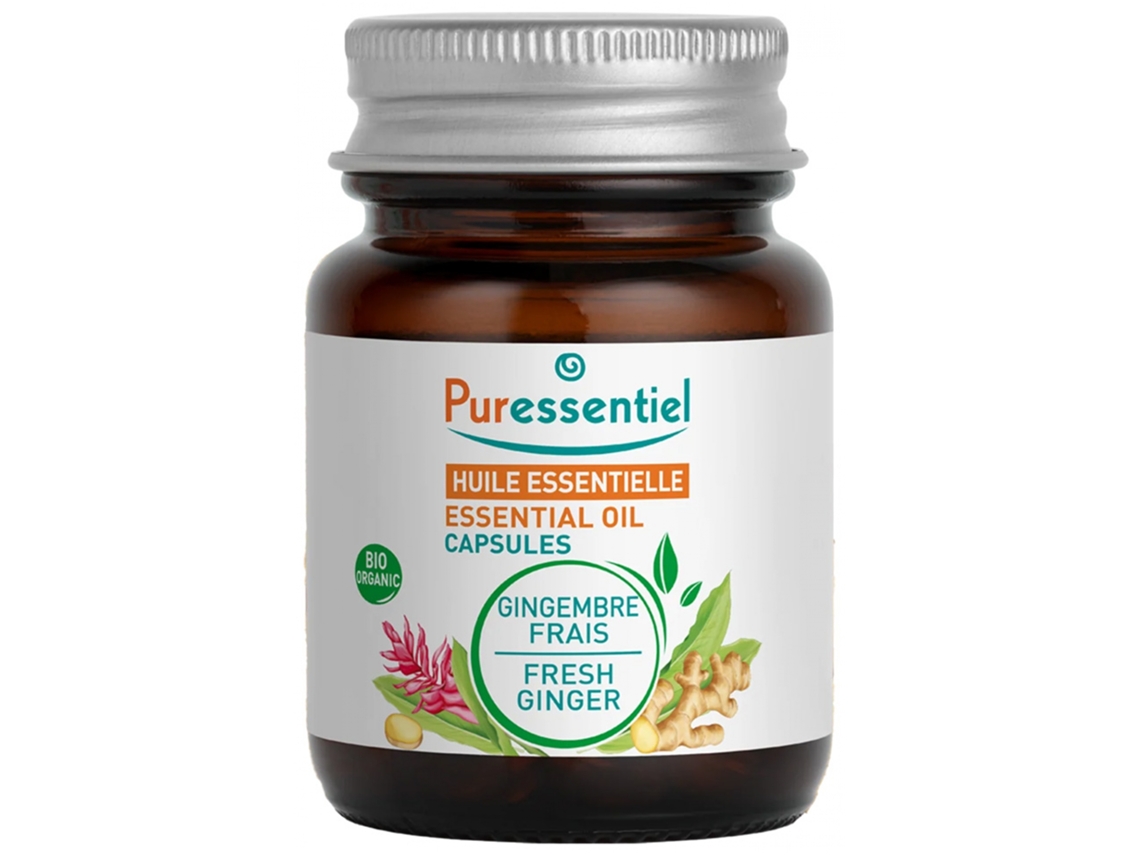 PURESSENTIEL Aceite Esencial de Jengibre Zingiber Officinale Bio 60 Cápsulas