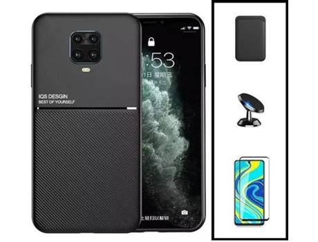 Kit Funda Magnetic Lux, Magnetic Wallet Negro, 5D Full Cover y Soporte Magnético de Coche Xiaomi Redmi Note 10 Lite PHONECARE Negro