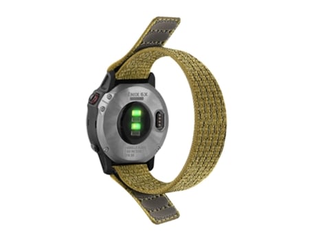 Correa de nailon ajustable con lazo para Garmin Descent G1/Fenix 7/6 Pro/5 Plus - verde amarillento