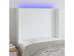 Cabecero Con Led Cuero Sintético Blanco 83x16x118/128 Cm