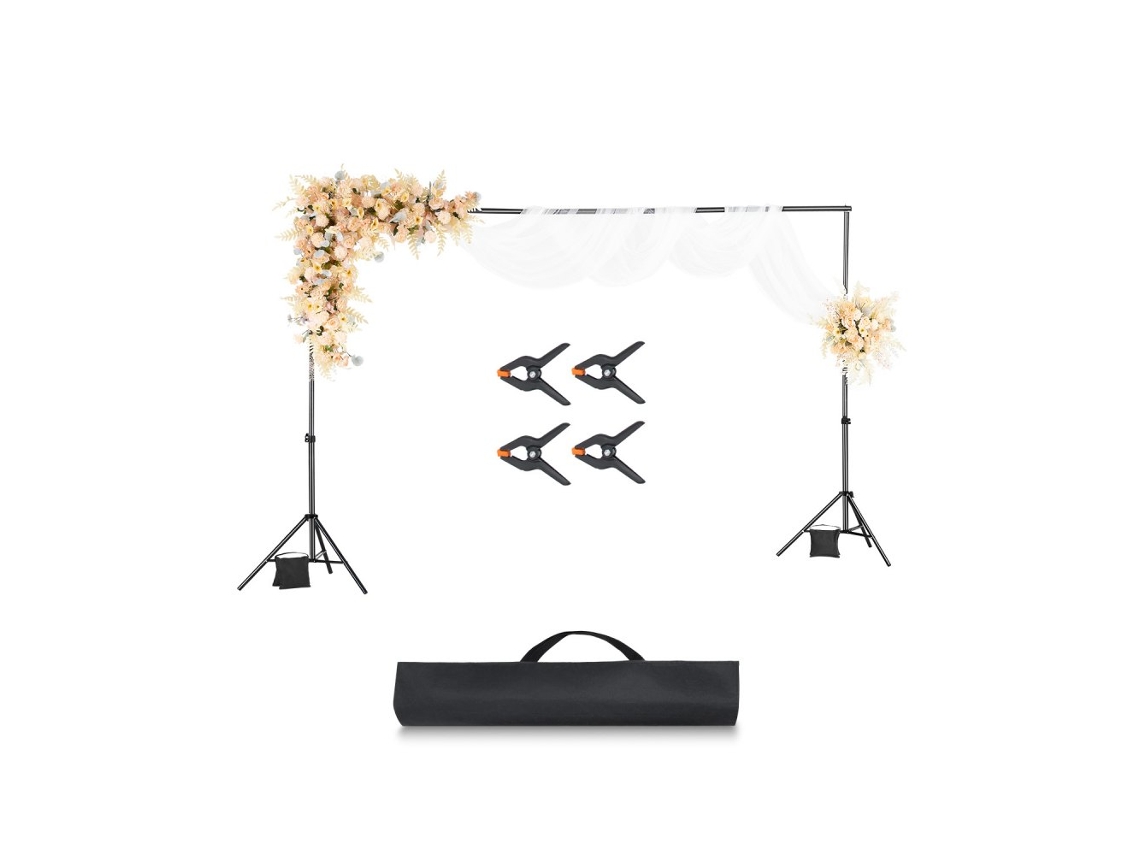 Set de Soporte de Fondo para Fotografía Ajustable 198x300cm en Acero con Trípode Reforzado Tekmaquinas