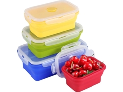 2026-41539-contenedores De Almacenamiento De Silicona Plegables Con Tapa Airtight Para Comida, Microondas Y Congelador, Set De 4