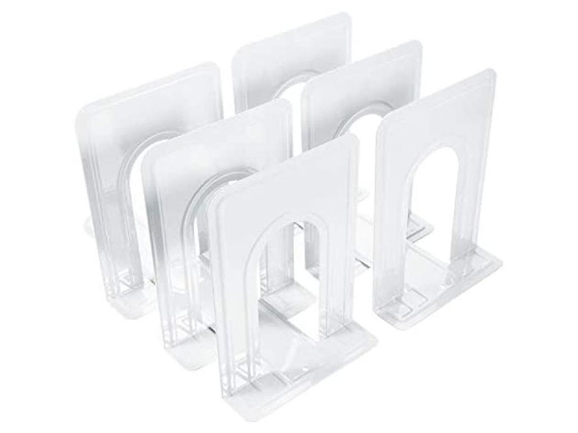 Sujetalibros Antideslizantes De Metal Blanco Para Estantes, 6 X 5 X 6 Pulgadas, 6 Piezas (3 Pares)