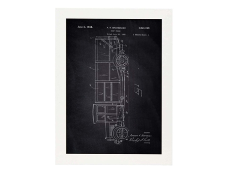 Póster NACNIC con Patente de Camion de la Basura. con Diseño de Patente Antigua