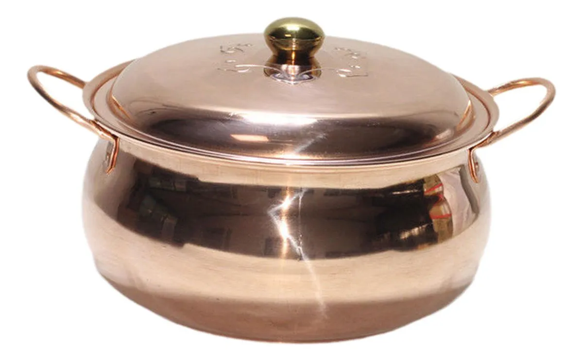 Olla de cobre para sopa, olla caliente martillada, 24 cm