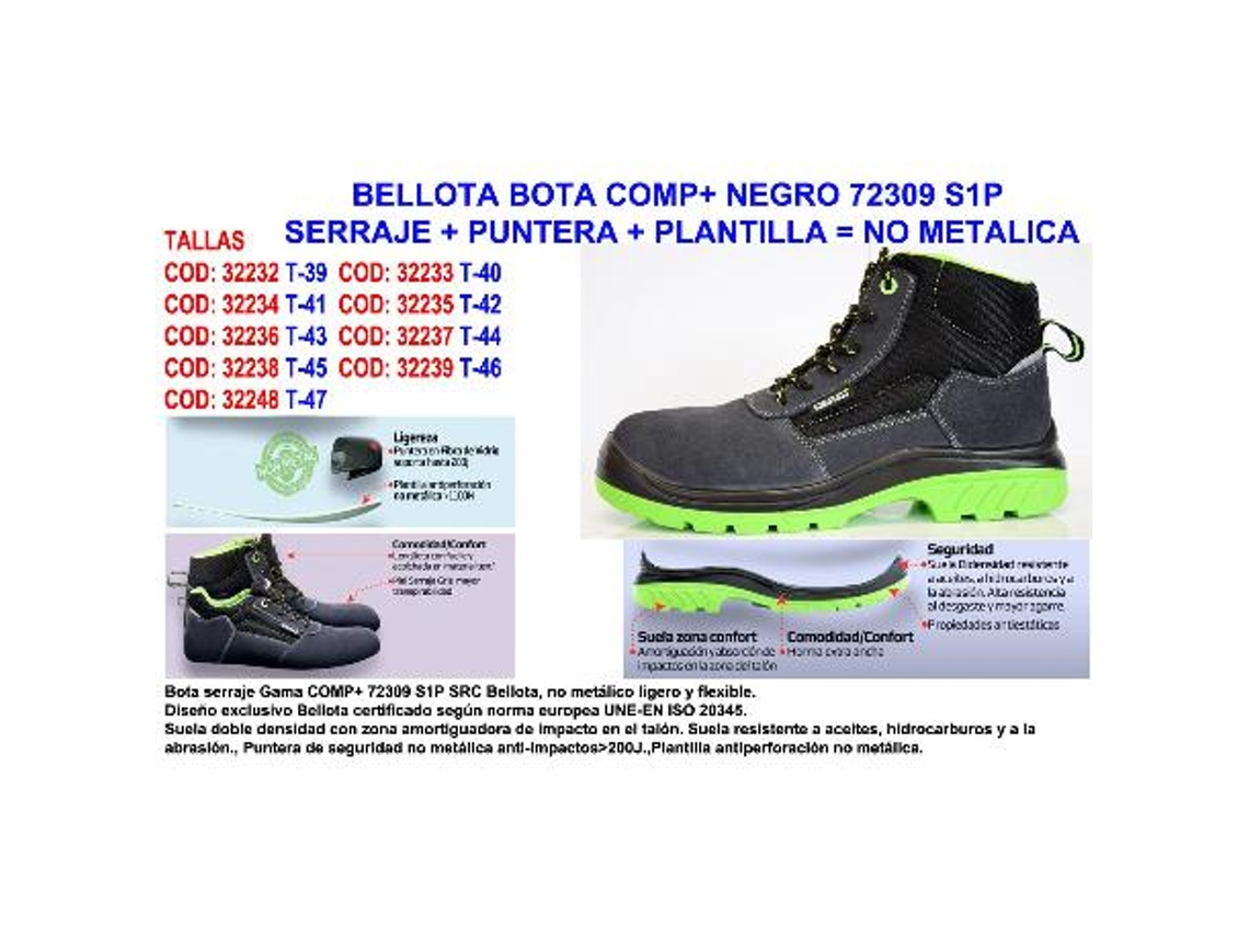Bota de seguridad Comp Gris S1P transpirable y ligera
