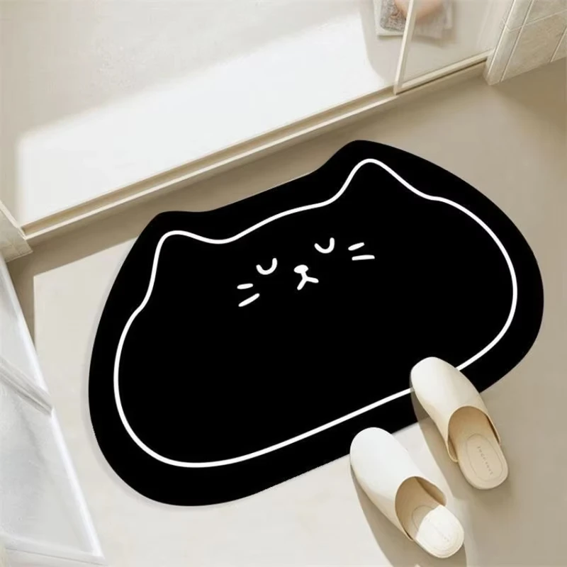 (negro 40x60cm) Alfombra De Baño Absorbente De Tierra De Diatomeas Suave, Decoración Del Hogar