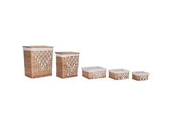 Set 5 Cesta Ropa Mimbre Algodon Natural 47x35x55cm