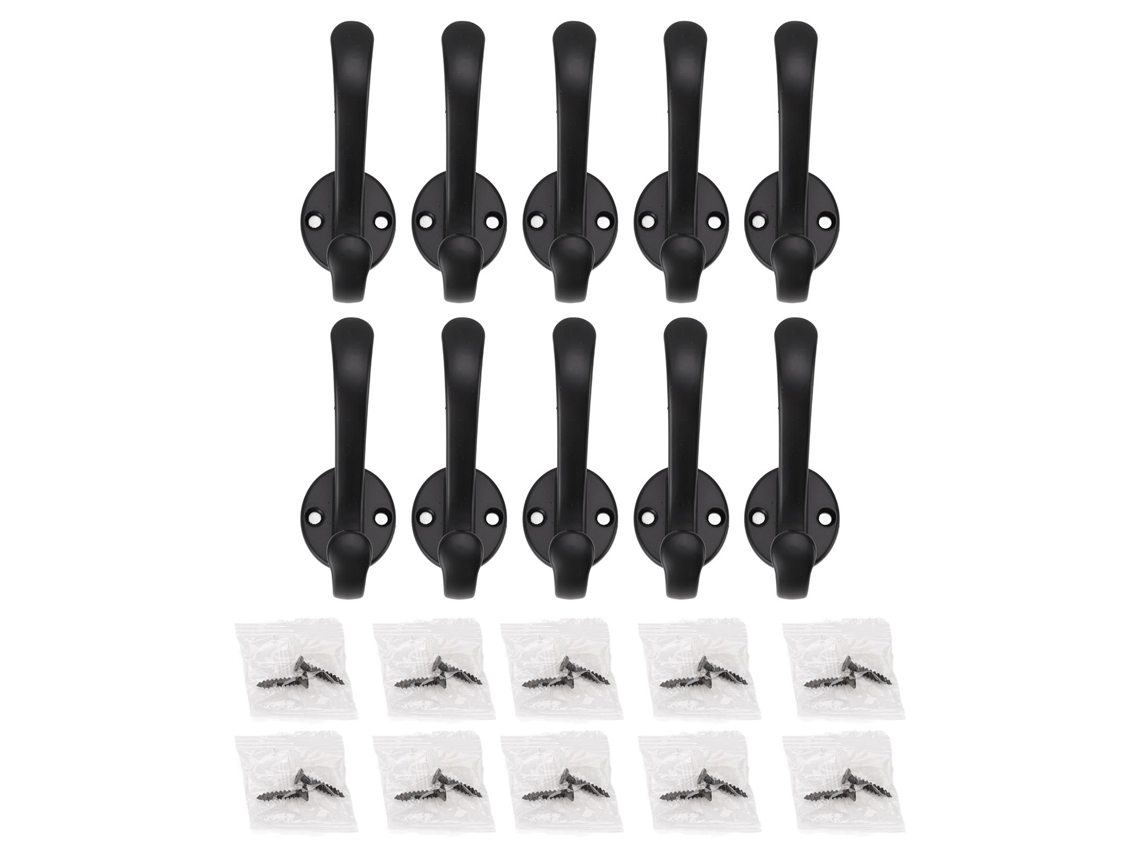 10 Ganchos De Pared Metálicos Impermeables Para Entradas, Dormitorios, Baños Y Cocinas - Negro