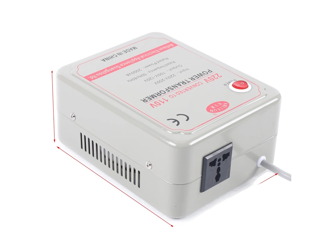 Transformador de potencia, convierte 220 V/250 V a 110 V/120 V, disponible en varios niveles de potencia, 2000 W OEM
