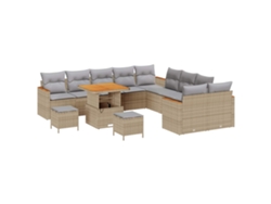 Maison Exclusive - Conjunto De Sofás De Jardín 13 Pcs Beige Ratán Sintético