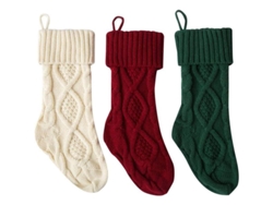Calcetines Navideños Tejidos Con Pelo Técnico De 46 Cm, Rojos, Verdes Y Blancos, Para Decorar El Árbol De Navidad.