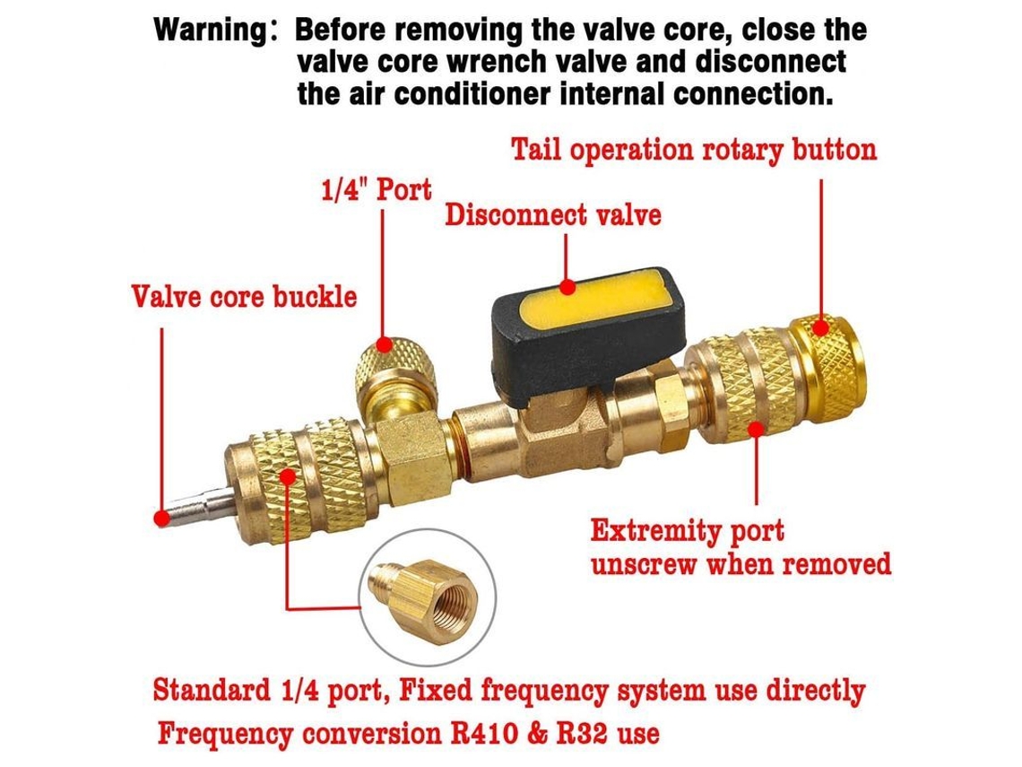 Herramienta Extractora/instaladora De Núcleo De Válvula Linjou Sae 1/4 Y 5/16 Para Hvac R32 R22 R410a Sin Pérdida De Gas