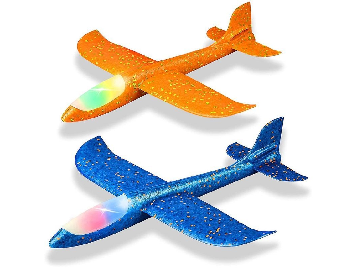 Paquete De 2 Aviones Con Luces Led, Avión De Espuma Grande De 17,5 Pulgadas Para Lanzamiento, Avión Planeador Con 2 Modos De Vuelo.