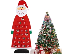 Calendario De Adviento De Papá Noel De Fieltro De Primera Calidad Para Niños, 24 Bolsillos (rojo)