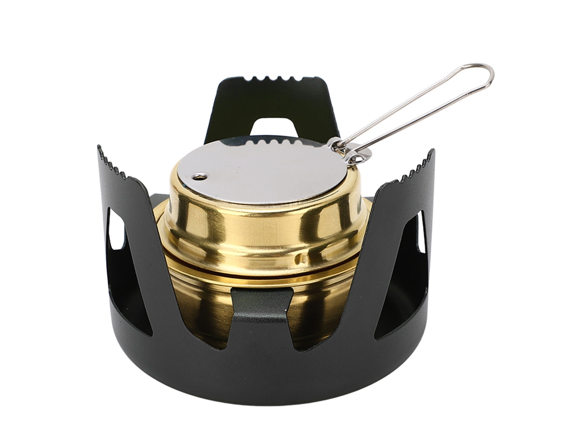 Mini Hornillo De Alcohol Portátil De Latón Y Aluminio, Resistente Al Viento, Para Acampar Y Hacer Senderismo.