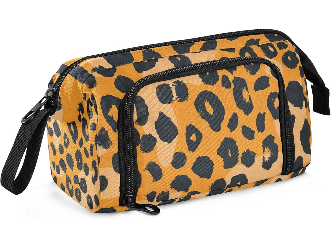 Besportble Estuche De Gran Capacidad Con Estampado De Leopardo Y Cierre De Cremallera Y Tela De Nailon Dura...