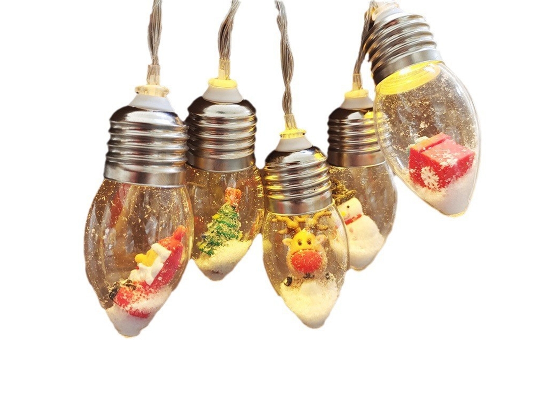 Luces navideñas para interiores: bola de nieve con 10 LED, alimentada por pilas TRUYUETY