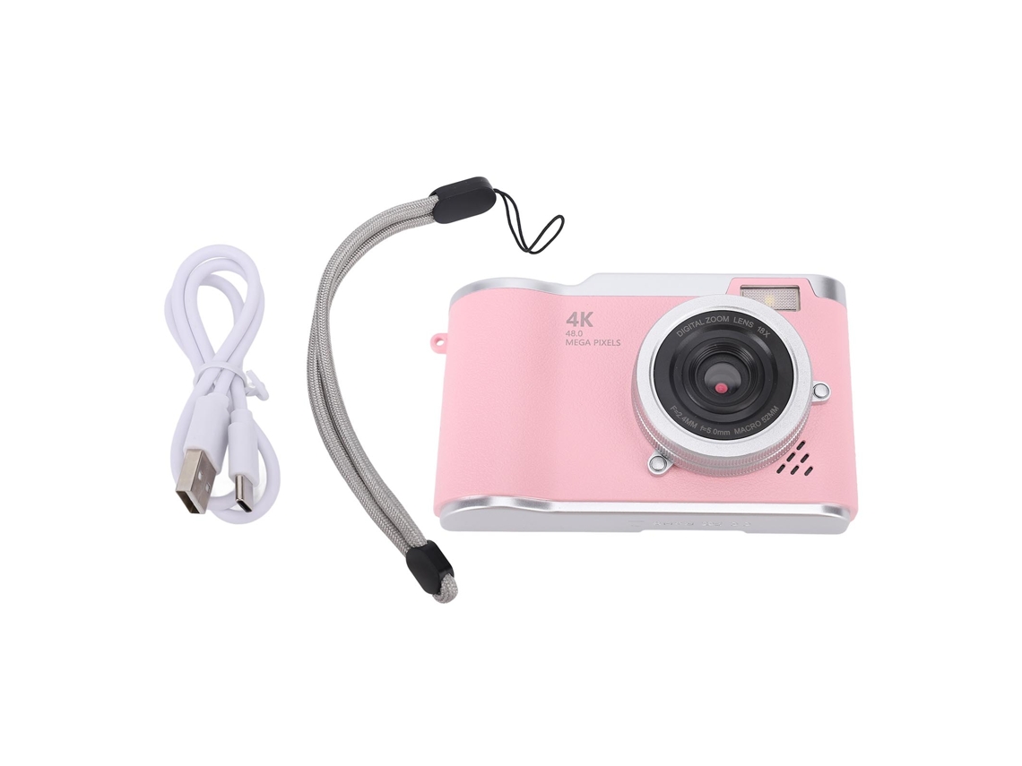 Cámara Digital 4k 48mp 18x Zoom Autoenfoque Antishake Pantalla 2.4" Luz Integrada Compacta Para Estudiantes Viajes Rosa