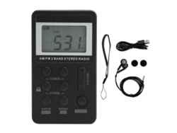 Radio Estéreo Portátil Qqt103 Fm/am Con Pantalla Lcd Y Mini Auriculares Profesionales Negros.