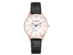 Reloj De Pulsera De Cuarzo Para Hombre/mujer En Piel Sintética Color Oro Rosa Con Esfera Redonda.