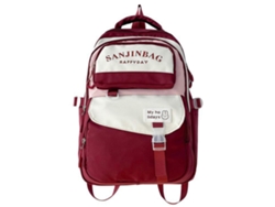Mochila moderna y elegante para mujer, de gran capacidad, ideal para el colegio y los viajes. Color rojo.