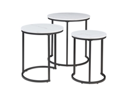 Conjunto de 3 mesas nido Ulricehamn aglomerado - Mármol blanco [EN.CASA]