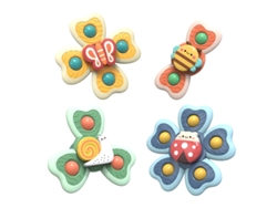 Juguetes con ventosa para bebés, giroscopios de dedo con dibujos animados - Juguetes para el baño, 4 unidades Yuysan