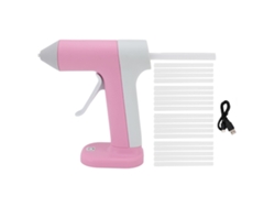 Pistola De Pegamento Caliente Inalámbrica Recargable Antigoteo Con 30 Barras De Pegamento Rosa.