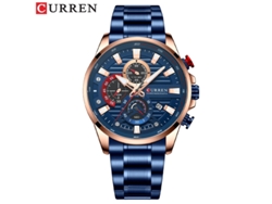 Reloj de negocios para hombre en acero inoxidable, con calendario, seis agujas y diseño multifuncional. MDUG (azul)