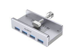 Hub Usb 3.0 De 4 Puertos Con Abrazadera Para Escritorio, Adaptador De Datos Multipuerto De Metal Para Portátil, Pc De Sobremesa (plateado)