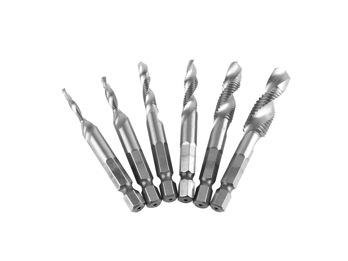 Juego De 6 Brocas De Roscar Hss4341 Con Vástago Hexagonal M3-m10 Para Metales Blandos