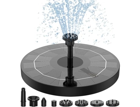 Fuente solar flotante para exteriores de 2,5 W, bomba solar para estanque con 6 boquillas, para fuente de jardín de acuario para baño de pájaros