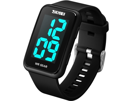 VEANXIN Reloj de pulsera ligero LED cuadrado con retroiluminación impermeable y fecha-Negro