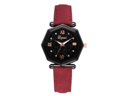 Reloj De Pulsera De Cuarzo Para Mujer Lvpai Con Correa De Pu Sencilla Y Elegante, Diseño De Estrella (rojo)