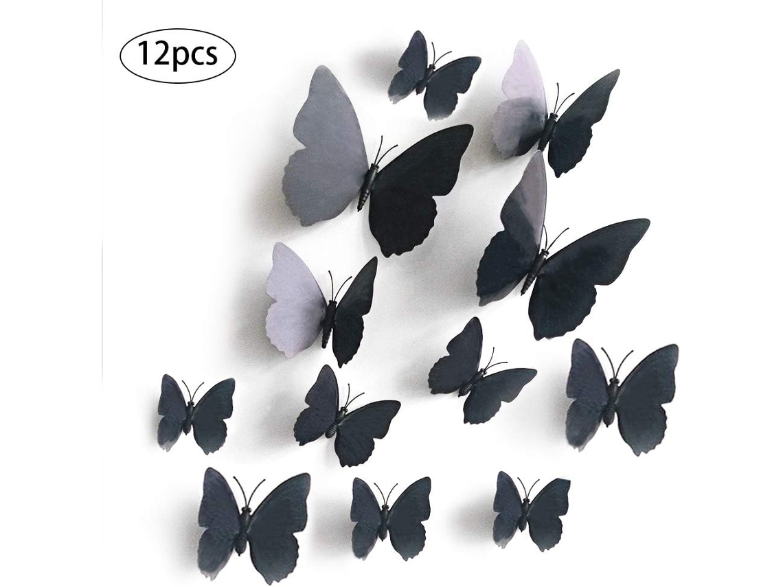 KOFIHETY Transformaciones artísticas de mariposas en 3D: pegatinas removibles que adornan superficies lisas con elegantes decoraciones caseras.