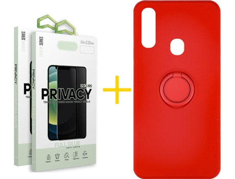 Carcasa + 2 Protectores de Pantalla para Samsung Galaxy A20e SKYHE Rojo