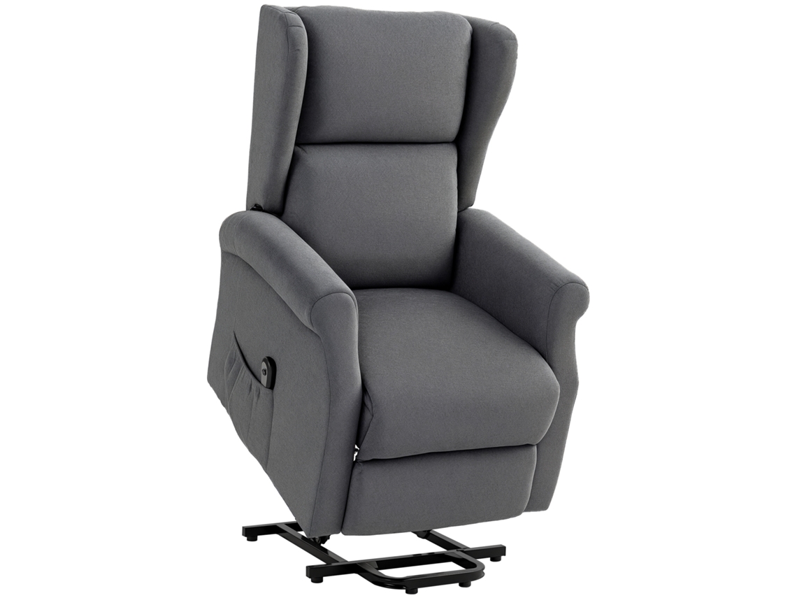 Sillón reclinable eléctrico con elevador, hasta 200 kg, gris oscuro.