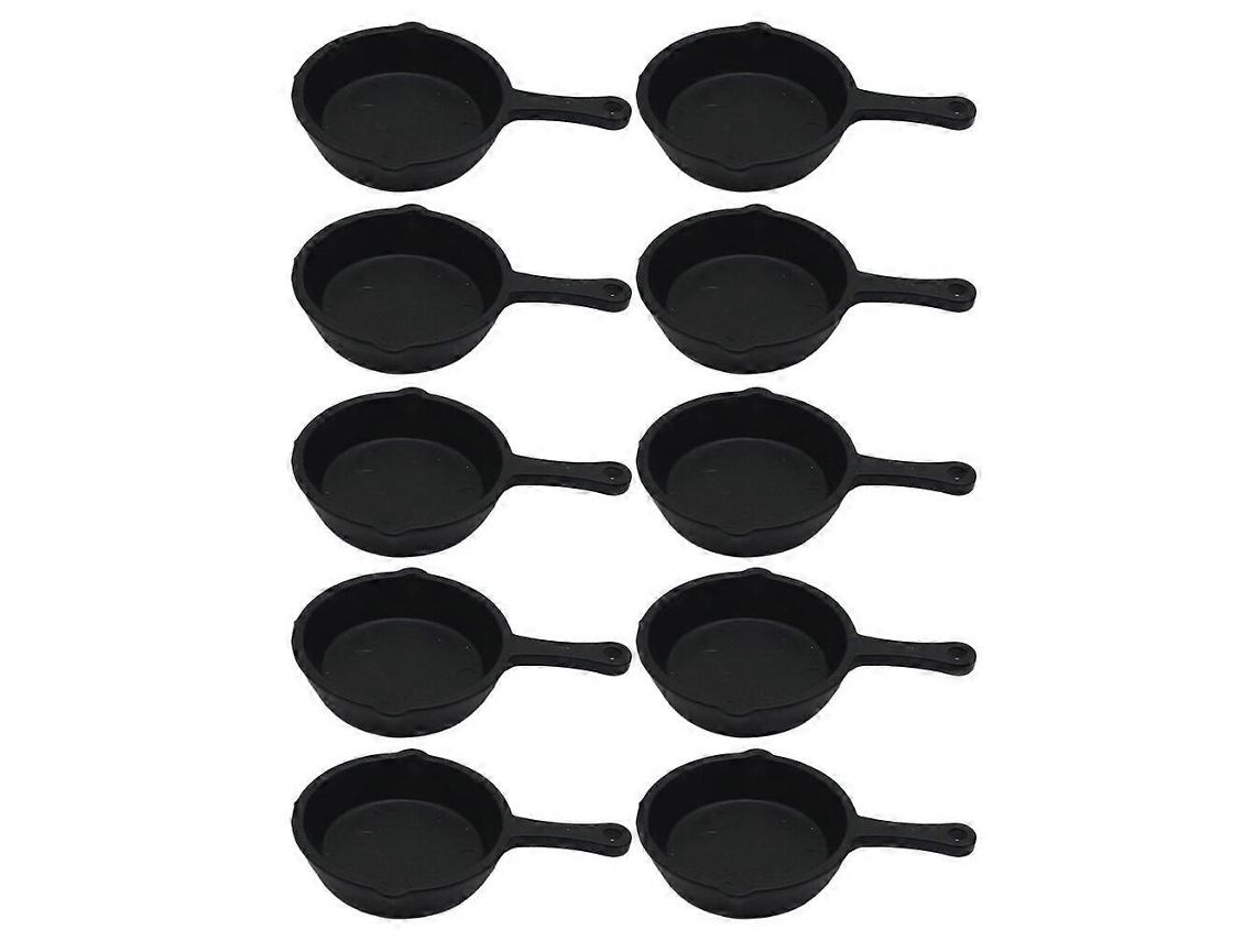 Juego de 10 ollas y sartenes en miniatura - Modelos de simulación - Pequeños utensilios de cocina en miniatura para decoración del hogar - 0,5 x 2,2 x 4 cm - Negro
