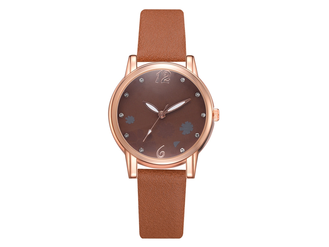 Reloj De Pulsera Analógico De Cuarzo Para Mujer Con Esfera Redonda, Color Café.