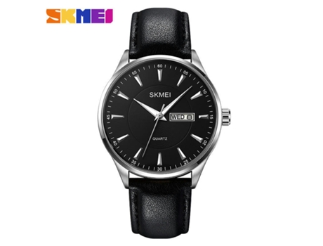 Relojes para Hombres Reloj de Cuarzo analógico de Cuero Relojes de Pulsera Impermeables con Fecha de día-Esfera Negra con Concha Plateada LUUCOZK
