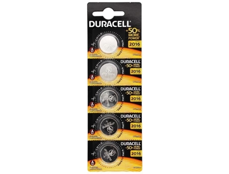 5 Pilas de Botón de Litio DURACELL Cr2016 3V