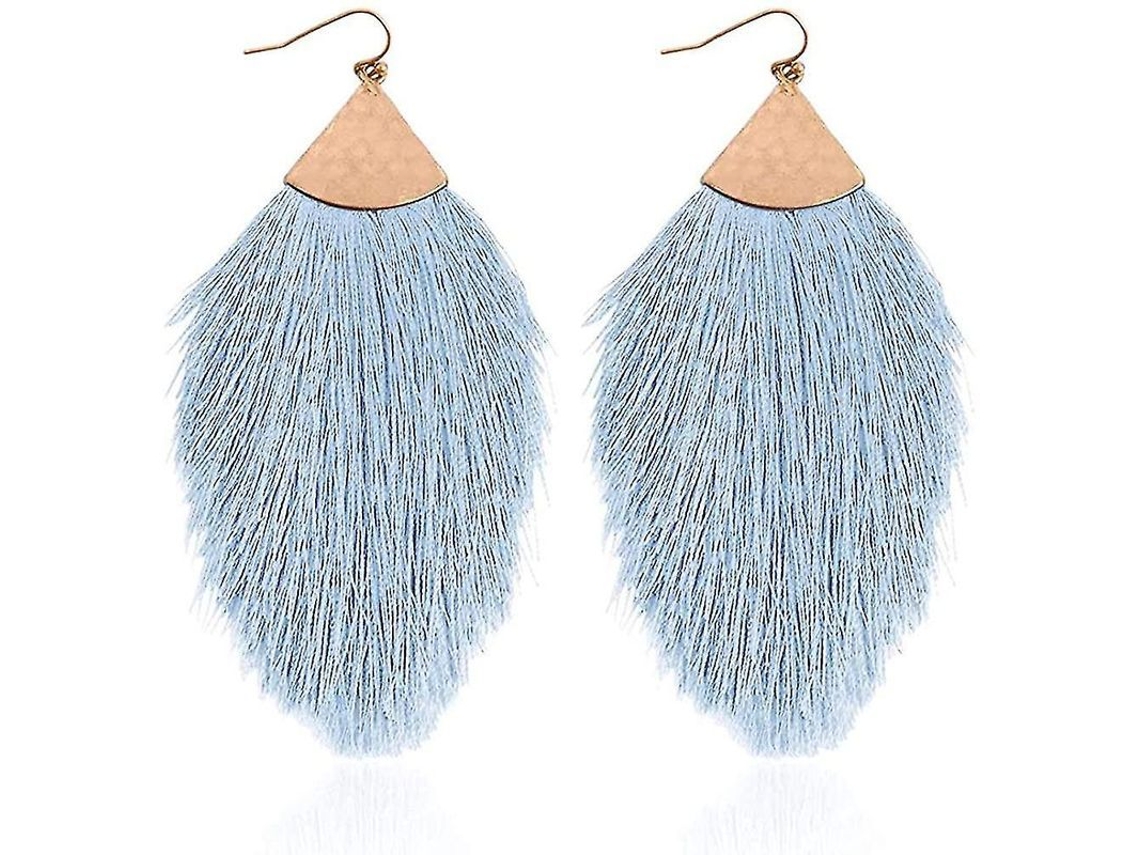 2026-aretes De Declaración Con Flecos En Forma De Pluma Ligera Para Mujer Y Niña 1 Par