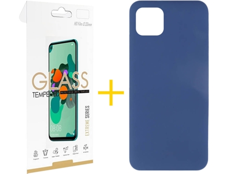 Carcasa + 1 Protector de Vidrio iPhone 13 Mini SKYHE Silicona Líquido Azul