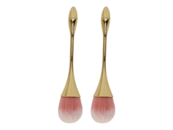 2 Pinceles Para Polvos De Uñas, Cerdas Suaves, Mango Ergonómico, Multiusos, Color Oro Champán.