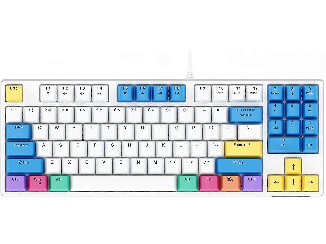 Teclado mecánico con cable de 87 teclas con eje verde para juegos, adecuado para PC, ordenadores y bicicletas eléctricas.